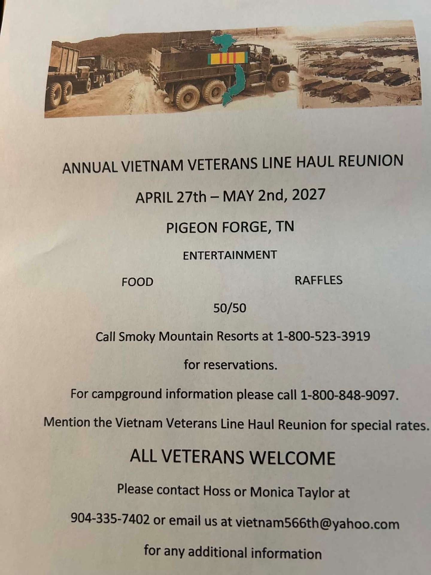 2027 Annual Vietnam Veterans Line Haul Reunion flyer